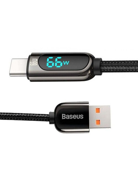 BASEUS Câble USB A vers Type C avec écran 66W CASX020001 1 m noir