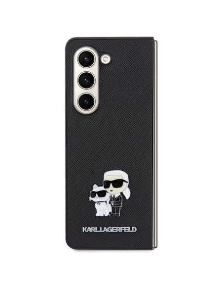 Véritable KARL LAGERFELD Case KLHCZFD5SAKCNPK pour Samsung Fold 5 (Saffiano K&C PIN / noir)