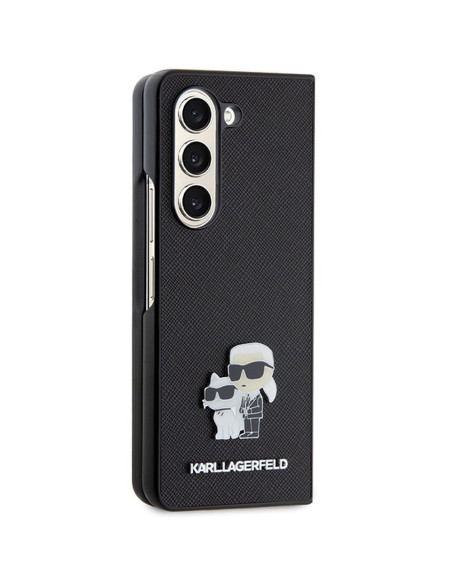 Véritable KARL LAGERFELD Case KLHCZFD5SAKCNPK pour Samsung Fold 5 (Saffiano K&C PIN / noir)