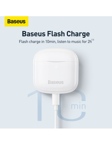 BASEUS Écouteurs sans fil bluetooth TWS Bowie E3 NGTW080002 blanc