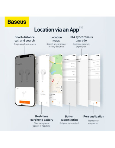 BASEUS Écouteurs sans fil bluetooth TWS Bowie E3 NGTW080002 blanc