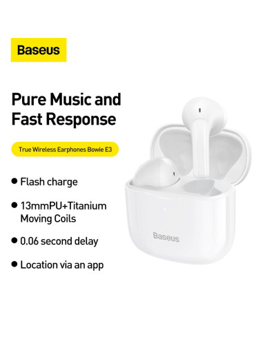 BASEUS Écouteurs sans fil bluetooth TWS Bowie E3 NGTW080002 blanc
