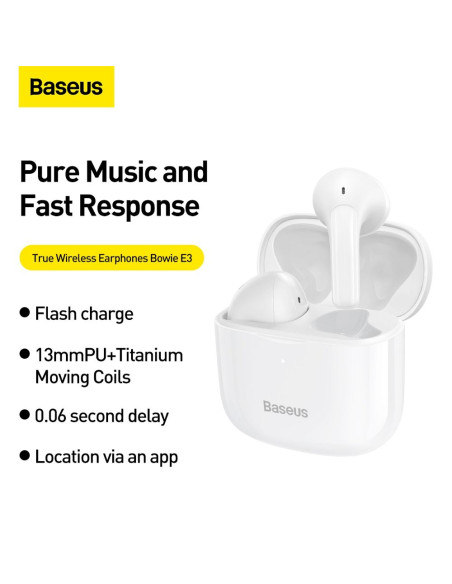 BASEUS Écouteurs sans fil bluetooth TWS Bowie E3 NGTW080002 blanc
