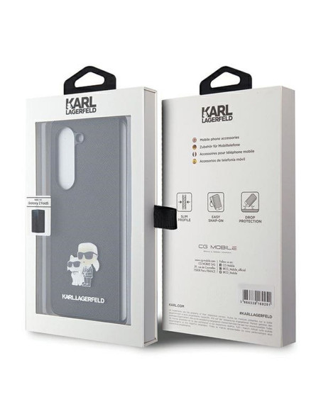 Véritable KARL LAGERFELD Case KLHCZFD5SAKCNPK pour Samsung Fold 5 (Saffiano K&C PIN / noir)