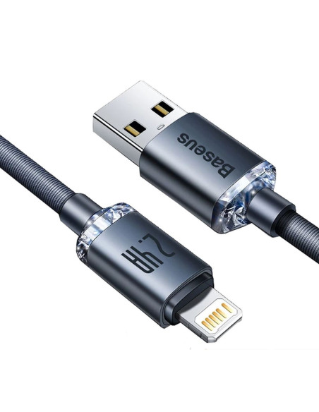 BASEUS Câble USB A vers Lightning 2.4A Crystal Shine CAJY000101 2m noir