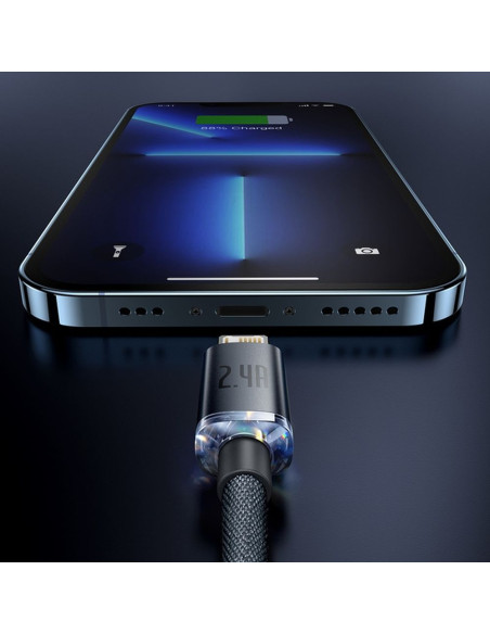 BASEUS Câble USB A vers Lightning 2.4A Crystal Shine CAJY000101 2m noir