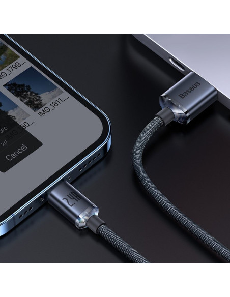 BASEUS Câble USB A vers Lightning 2.4A Crystal Shine CAJY000101 2m noir
