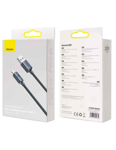 BASEUS Câble USB A vers Lightning 2.4A Crystal Shine CAJY000101 2m noir