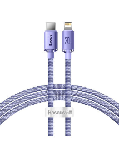 Câble BASEUS Type C vers Lightning PD 20W Crystal Shine CAJY000205 1.2 m violet