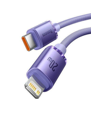 Câble BASEUS Type C vers Lightning PD 20W Crystal Shine CAJY000205 1.2 m violet