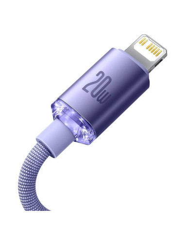 Câble BASEUS Type C vers Lightning PD 20W Crystal Shine CAJY000205 1.2 m violet