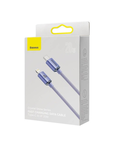 Câble BASEUS Type C vers Lightning PD 20W Crystal Shine CAJY000205 1.2 m violet