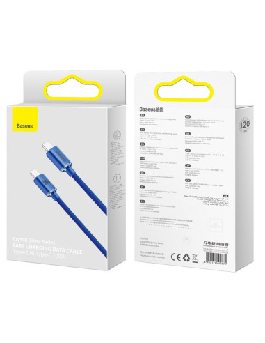 BASEUS Type C to Type C PD 100W Crystal Shine cable CAJY000603 1.2 m blue