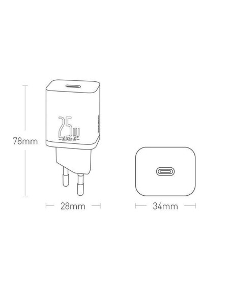 Chargeur secteur BASEUS Type C PD QC3.0 3A 25W CCSP020101/CCCJG25CE noir