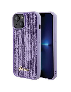 Coque GUESS pour IPHONE 13 / 14 / 15 GUHCP15SPSFDGSU (Sequin Script Metal) violet