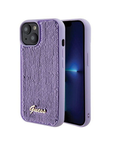 Coque GUESS pour IPHONE 13 / 14 / 15 GUHCP15SPSFDGSU (Sequin Script Metal) violet