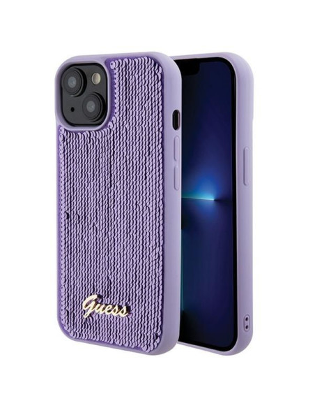 Coque GUESS pour IPHONE 13 / 14 / 15 GUHCP15SPSFDGSU (Sequin Script Metal) violet