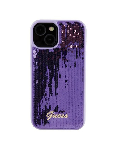 Coque GUESS pour IPHONE 13 / 14 / 15 GUHCP15SPSFDGSU (Sequin Script Metal) violet