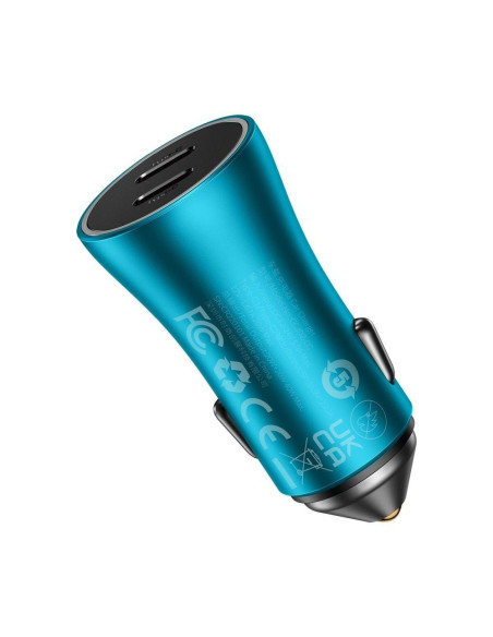 Chargeur de voiture BASEUS 2 x Type C PD QC4.0 3A 40W CGJP000003 bleu