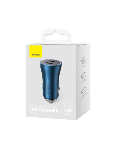 Chargeur de voiture BASEUS 2 x Type C PD QC4.0 3A 40W CGJP000003 bleu