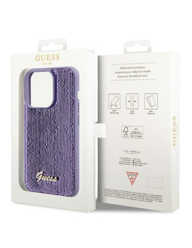 Coque GUESS pour IPHONE 15 Pro GUHCP15LPSFDGSU (Sequin Script Metal) violet
