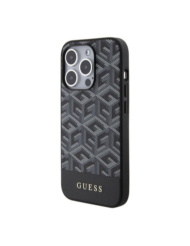 Véritable GUESS Case GUHMP15LHGCFSEK pour iPhone 15 PRO (Compatible avec Magsafe GCUBE Stripes / noir)