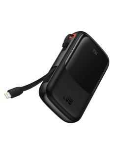 BASEUS powerbank 10 000 mAh avec câble Lightning intégré + câble USB A vers Type C PD QC3.0 3A 20W PPQD020001 noir