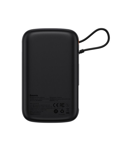 BASEUS powerbank 10 000 mAh avec câble Lightning intégré + câble USB A vers Type C PD QC3.0 3A 20W PPQD020001 noir