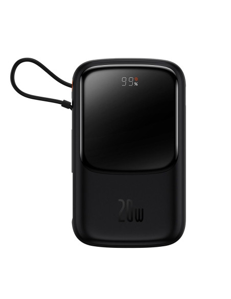 BASEUS powerbank 10 000 mAh avec câble Lightning intégré + câble USB A vers Type C PD QC3.0 3A 20W PPQD020001 noir