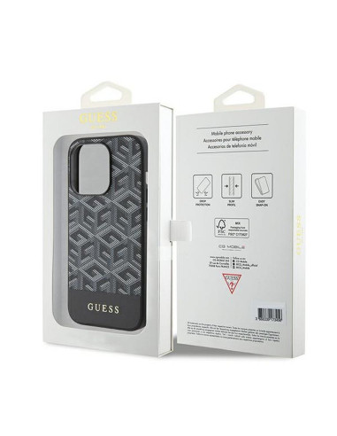 Véritable GUESS Case GUHMP15LHGCFSEK pour iPhone 15 PRO (Compatible avec Magsafe GCUBE Stripes / noir)