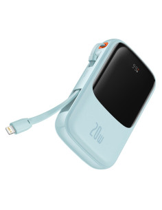 BASEUS powerbank 10 000 mAh avec câble Lightning intégré + câble USB A vers Type C PD QC3.0 3A 20W PPQD020003 bleu