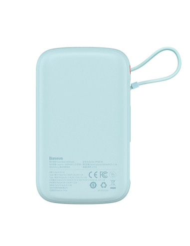 BASEUS powerbank 10 000 mAh avec câble Lightning intégré + câble USB A vers Type C PD QC3.0 3A 20W PPQD020003 bleu