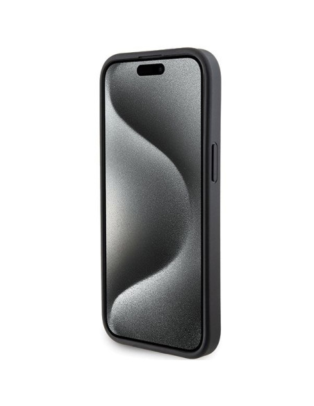 GUESS Coque pour IPHONE 13 / 14 / 15 GUHCP15SPGS4TDK (Grip Stand 4G Triangle Strass) noir