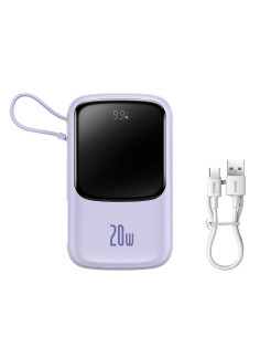 BASEUS powerbank 10 000 mAh avec câble Lightning intégré + câble USB A vers Type C PD QC3.0 3A 20W PPQD020005 violet 2