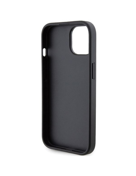 GUESS Coque pour IPHONE 13 / 14 / 15 GUHCP15SPGS4TDK (Grip Stand 4G Triangle Strass) noir