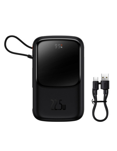 BASEUS powerbank 10 000 mAh with built-in cable + cable USB A to Type C PD QC3.0 3A 22,5W PPQD020101 black
