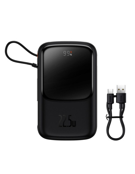 BASEUS powerbank 10 000 mAh with built-in cable + cable USB A to Type C PD QC3.0 3A 22,5W PPQD020101 black