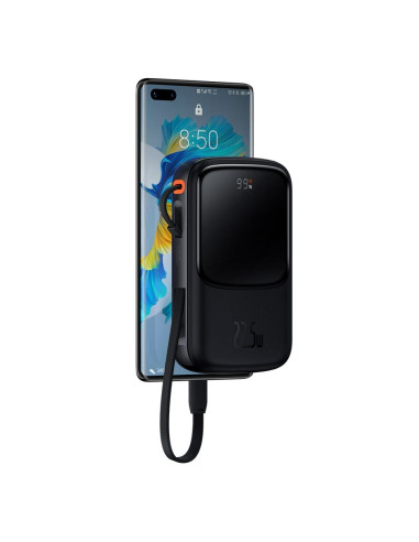BASEUS powerbank 10 000 mAh with built-in cable + cable USB A to Type C PD QC3.0 3A 22,5W PPQD020101 black