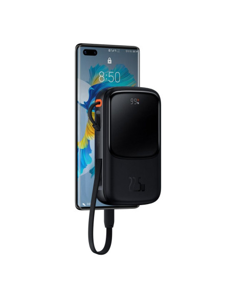 BASEUS powerbank 10 000 mAh with built-in cable + cable USB A to Type C PD QC3.0 3A 22,5W PPQD020101 black