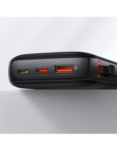 BASEUS powerbank 10 000 mAh with built-in cable + cable USB A to Type C PD QC3.0 3A 22,5W PPQD020101 black