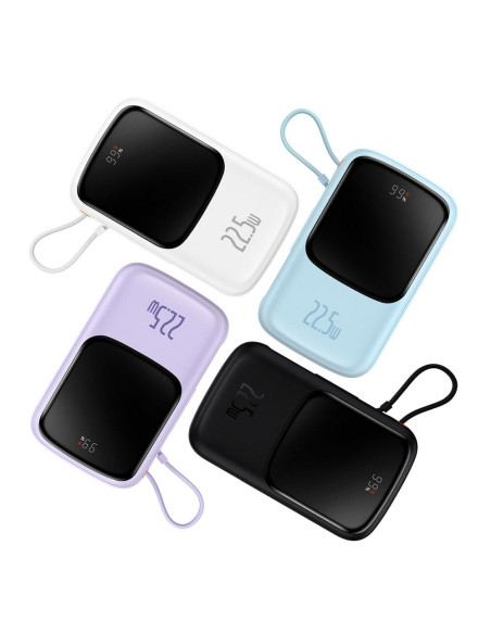 BASEUS powerbank 10 000 mAh with built-in cable + cable USB A to Type C PD QC3.0 3A 22,5W PPQD020101 black