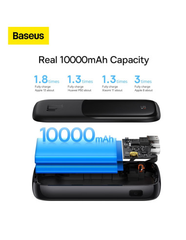 BASEUS powerbank 10 000 mAh with built-in cable + cable USB A to Type C PD QC3.0 3A 22,5W PPQD020101 black