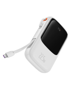 BASEUS powerbank 10 000 mAh avec câble Type C intégré + câble USB A vers Type C PD QC3.0 3A 22.5W PPQD020102 blanc