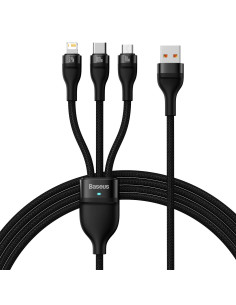 BASEUS 3in1 Flash Series USB-C micro USB Câble Lightning 100W CASS030001 1.2m noir