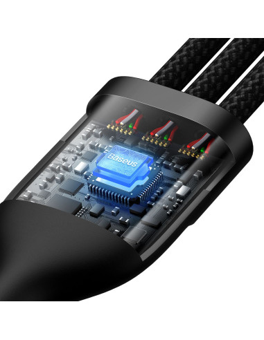 BASEUS 3in1 Flash Series USB-C micro USB Câble Lightning 100W CASS030001 1.2m noir