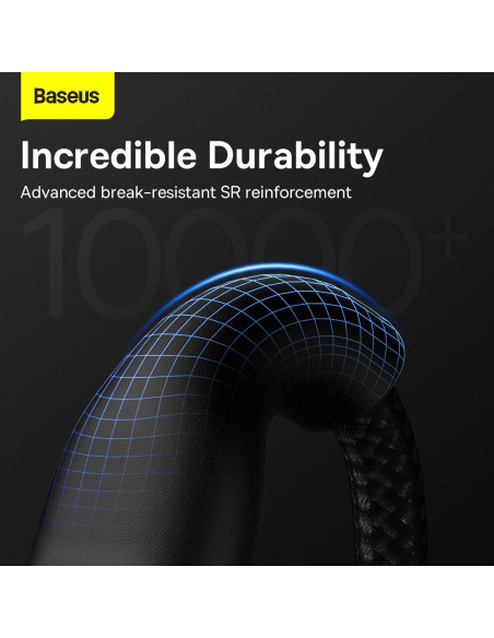 BASEUS 3in1 Flash Series USB-C micro USB Câble Lightning 100W CASS030001 1.2m noir