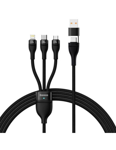 BASEUS Câble 3-en-1 Type C / USB A vers Micro USB / Lightning / Type C PD QC 5A 100W CASS030101 1.2 m noir