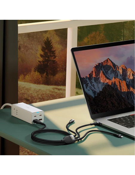 BASEUS Câble 3-en-1 Type C / USB A vers Micro USB / Lightning / Type C PD QC 5A 100W CASS030101 1.2 m noir