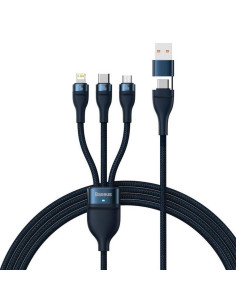BASEUS Câble 3-en-1 USB A / Type C vers Micro USB / Lightning / Type C PD QC 5A100W CASS030103 1.2 m bleu