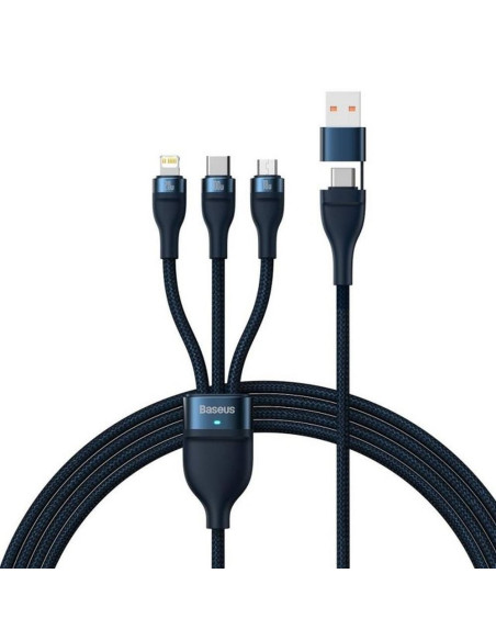 BASEUS Câble 3-en-1 USB A / Type C vers Micro USB / Lightning / Type C PD QC 5A100W CASS030103 1.2 m bleu